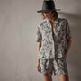 Palm Printed Linen Shirt in Carbon | James Perse Los Angeles