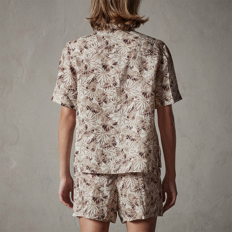 Palm Printed Linen Shirt in Nutmeg | James Perse Los Angeles