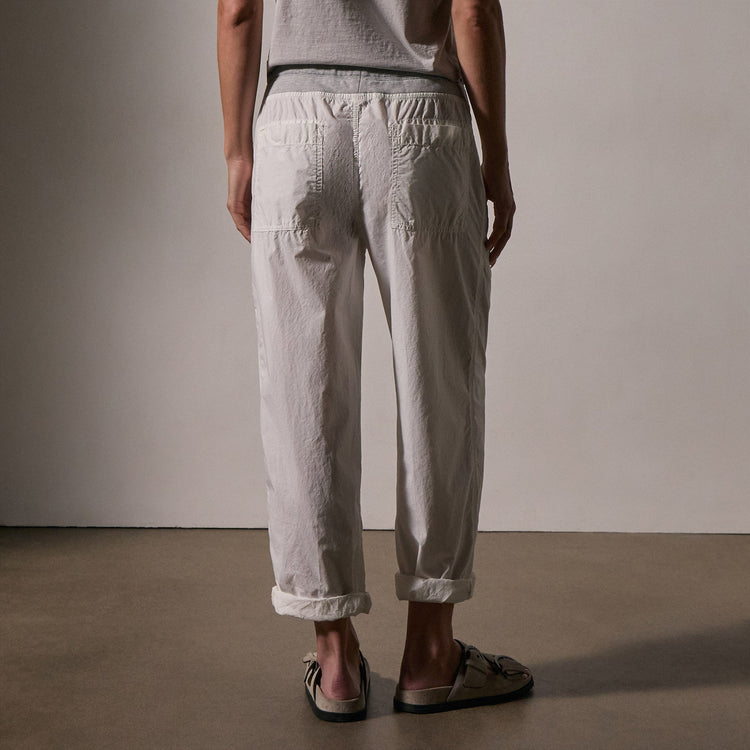 Mixed Media Poplin Pant in White Pigment | James Perse Los Angeles
