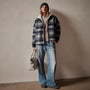 Sherpa Lined Plaid Zip Jacket in Breeze Plaid | James Perse Los Angeles