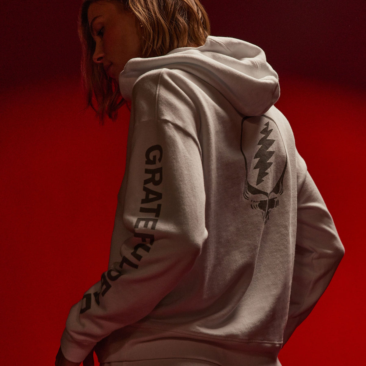 Grateful Dead Rose Hoodie in White/ Grey | James Perse Los Angeles