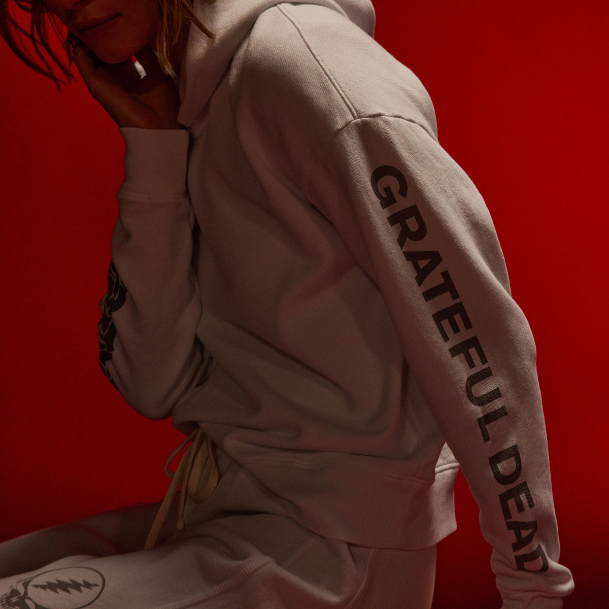 Grateful Dead Rose Hoodie in White/ Grey | James Perse Los Angeles