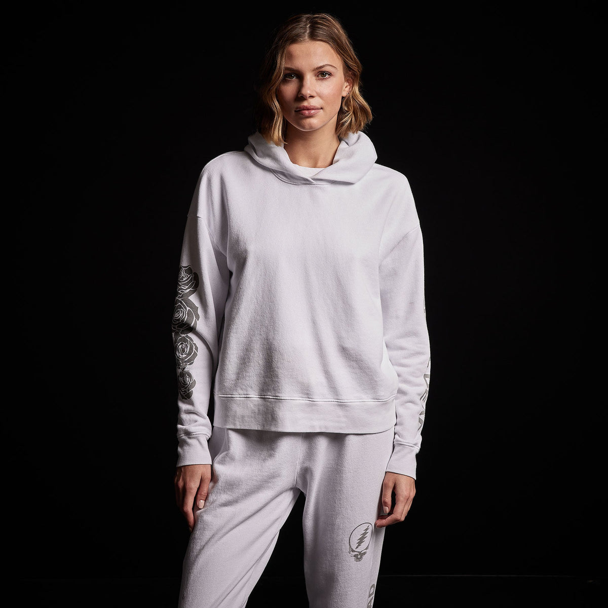 Grateful Dead Rose Hoodie in White/ Grey | James Perse Los Angeles