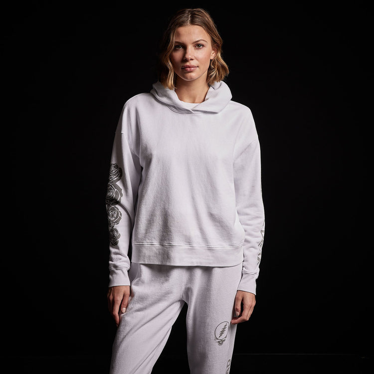 Grateful Dead Rose Hoodie in White/ Grey | James Perse Los Angeles