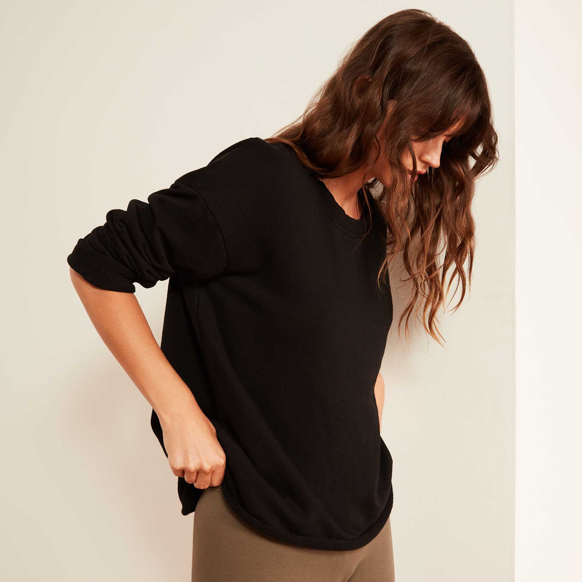 French Terry Sweat Top In Black | James Perse Los Angeles