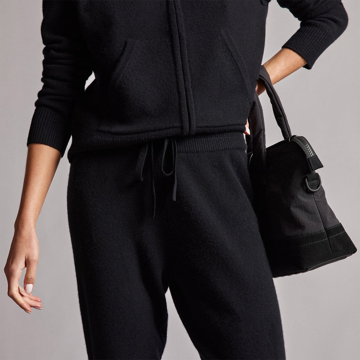 Recycled Cashmere Track Pant in Black | James Perse Los Angeles