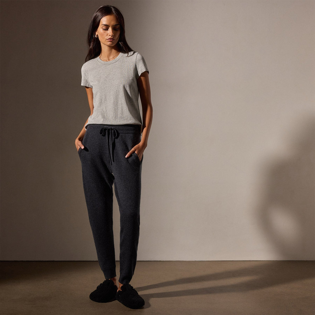 Recycled Cashmere Trucker Pant with Pocketsin Coal | James Perse Los Angeles