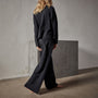 Recycled Cashmere Wide Leg Pant in Black | James Perse Los Angeles