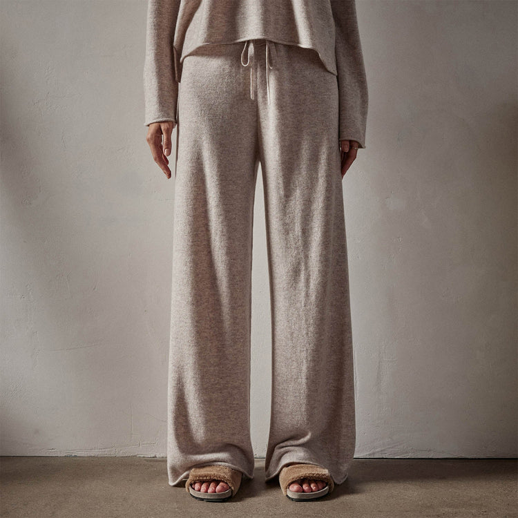 Recycled Cashmere Wide Leg Pant in Stone | James Perse Los Angeles