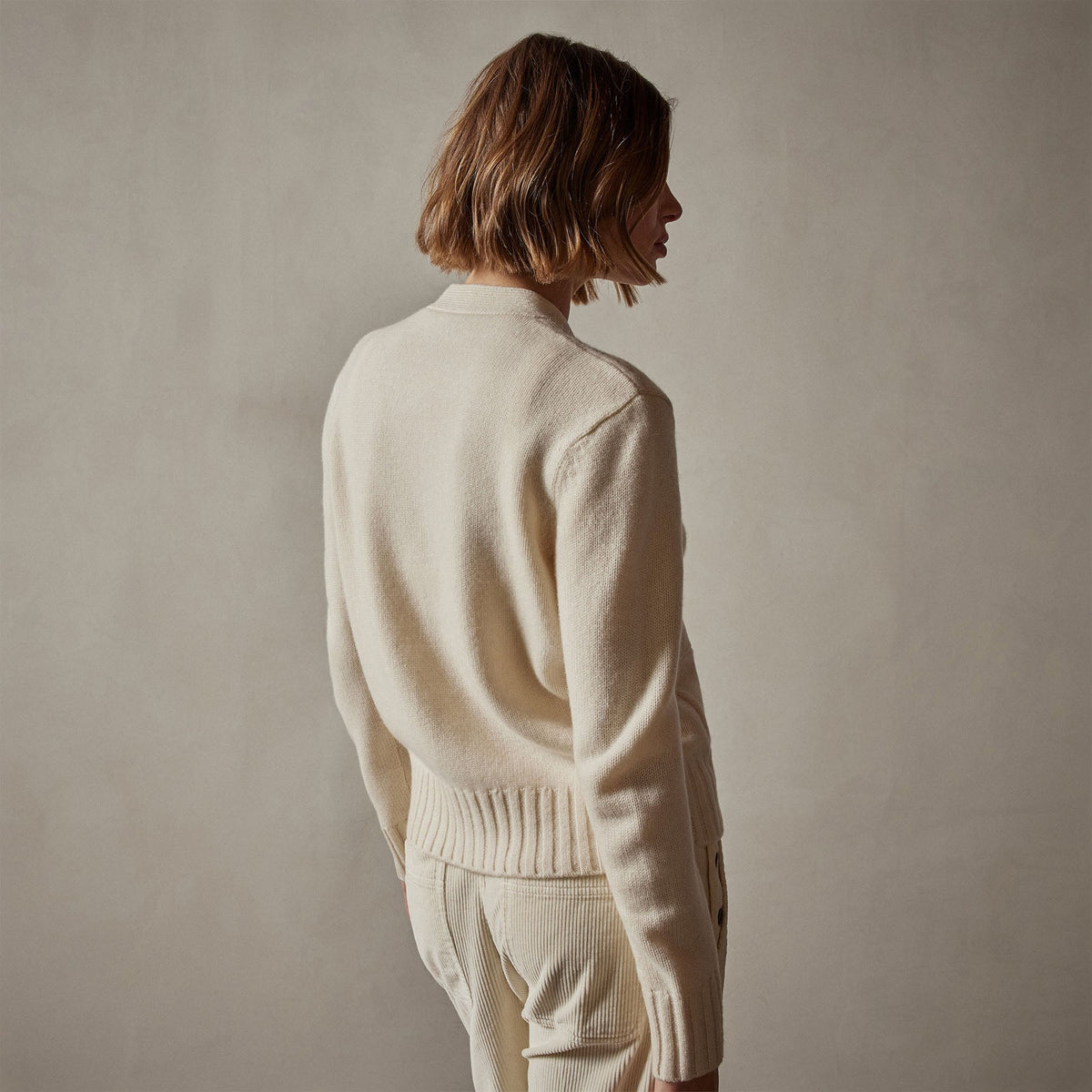 Shrunken Recycled Cashmere Cardigan in Ivory | James Perse Los Angeles