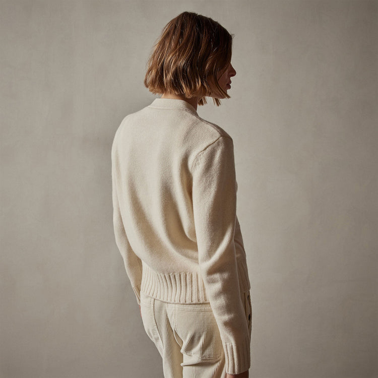 Shrunken Recycled Cashmere Cardigan in Ivory | James Perse Los Angeles