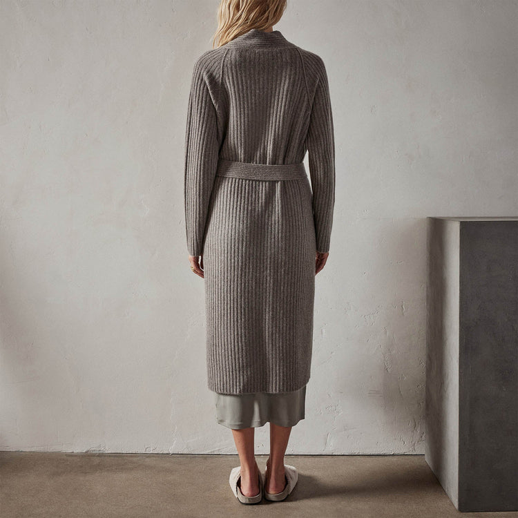 Recycled Cashmere Rib Cardigan in Cement | James Perse Los Angeles