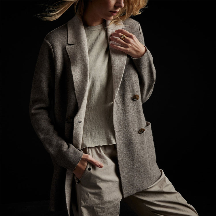 Montecito Sweater Jacket in Cement/Stone | James Perse Los Angeles 