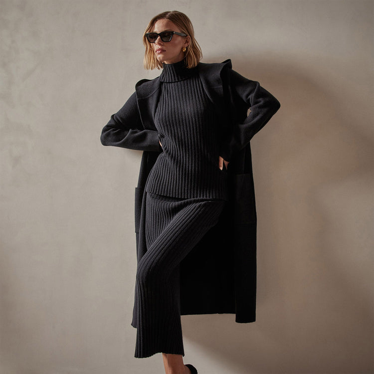 Cashmere Hooded Coat in Black | James Perse Los Angeles