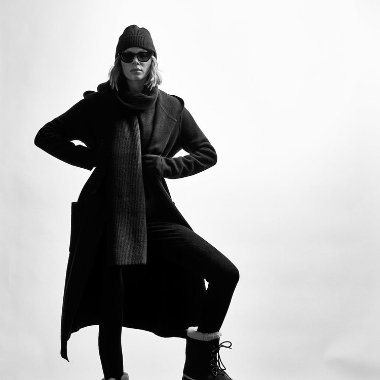Cashmere Hooded Coat in Black | James Perse Los Angeles