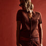 Ribbed Cashmere Cardigan in Goji | James Perse Los Angeles