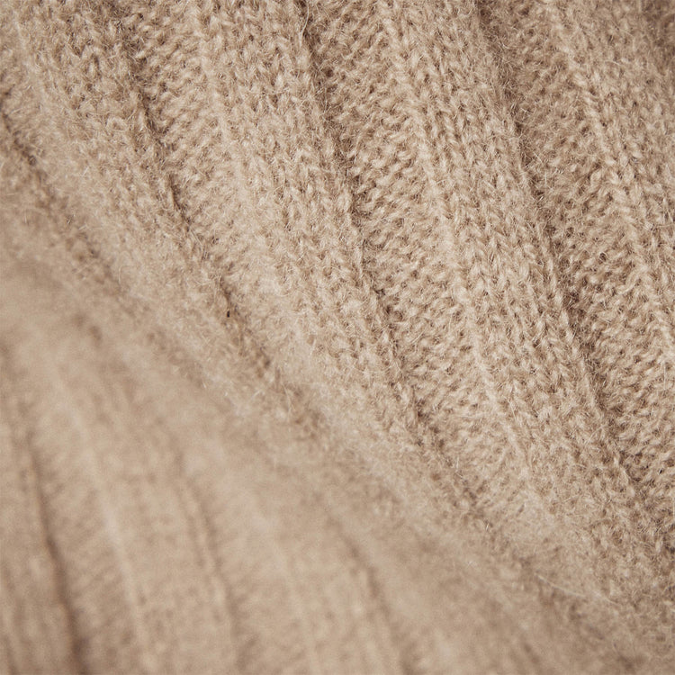 Cashmere Wide Rib Short Sleeve Cardigan in Mocha | James Perse Los Angeles