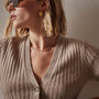 Ribbed Cashmere Cardigan in Mocha | James Perse Los Angeles