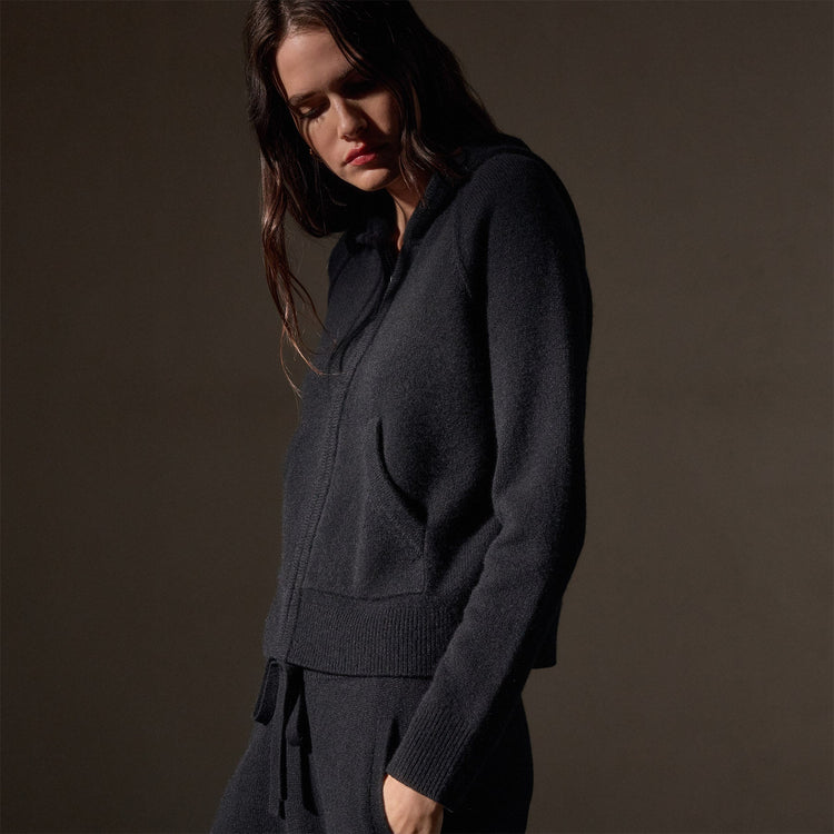 Recycled Cashmere Track Jacket  in Black | James Perse Los Angeles