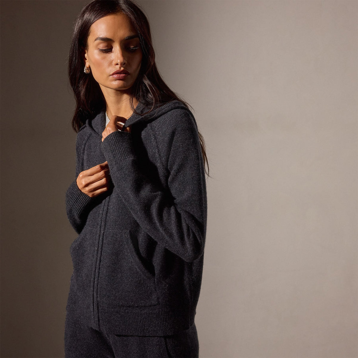 Recycled Cashmere Track Jacket in Coal | James Perse Los Angeles