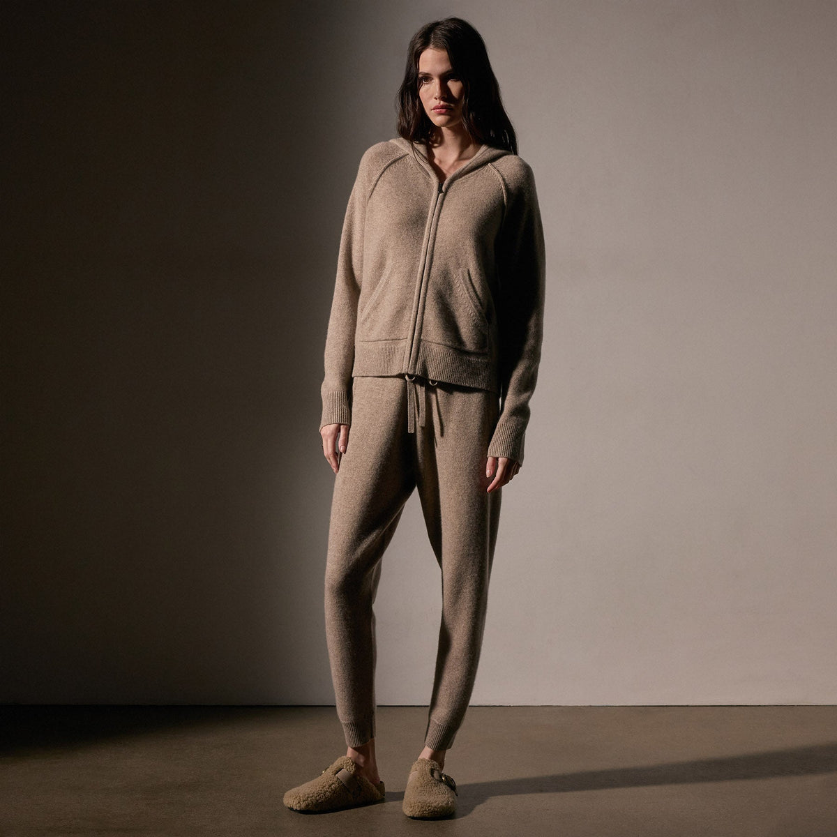 Recycled Cashmere Track Jacket  in Coyote | James Perse Los Angeles