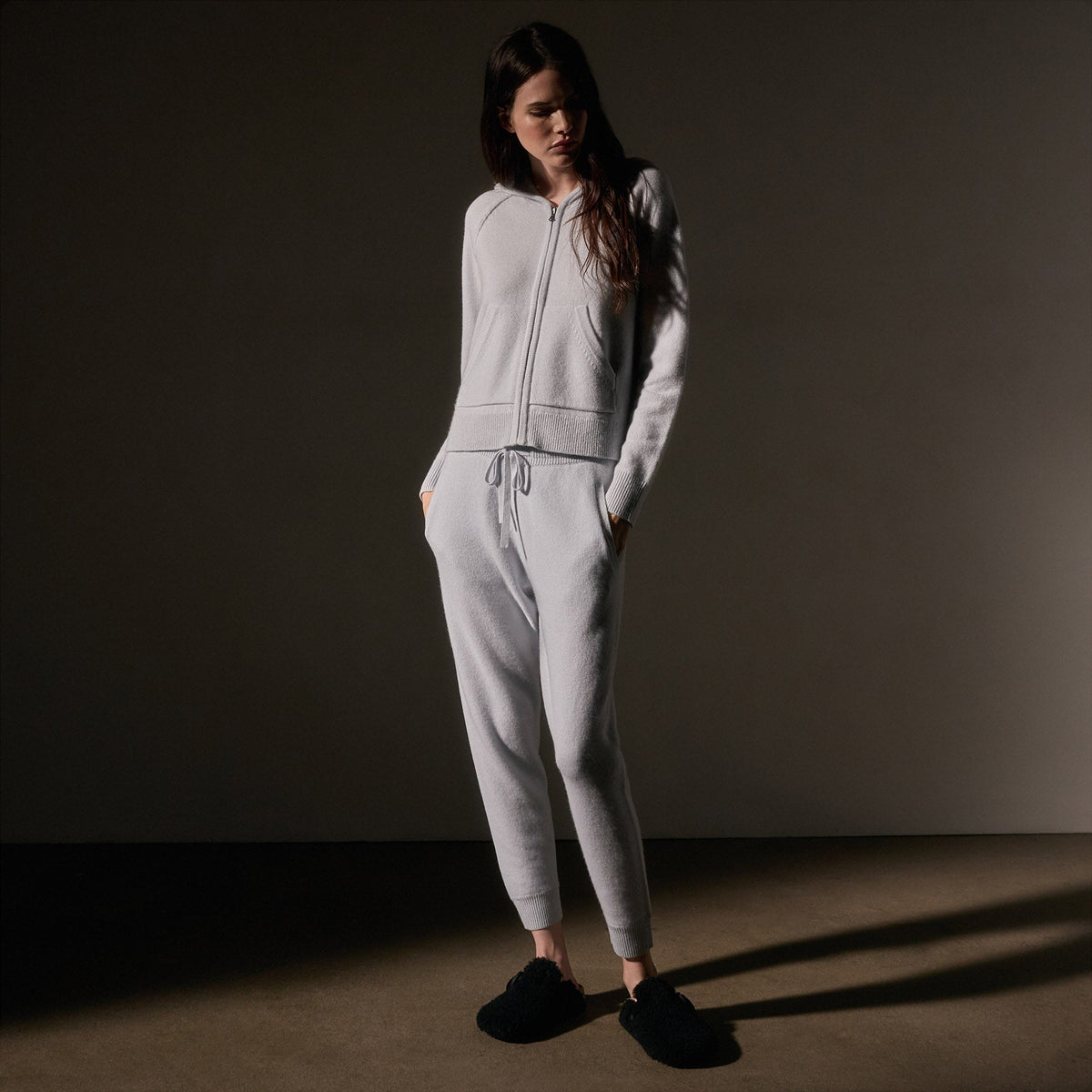 Recycled Cashmere Track Jacket  in Pale Blue | James Perse Los Angeles