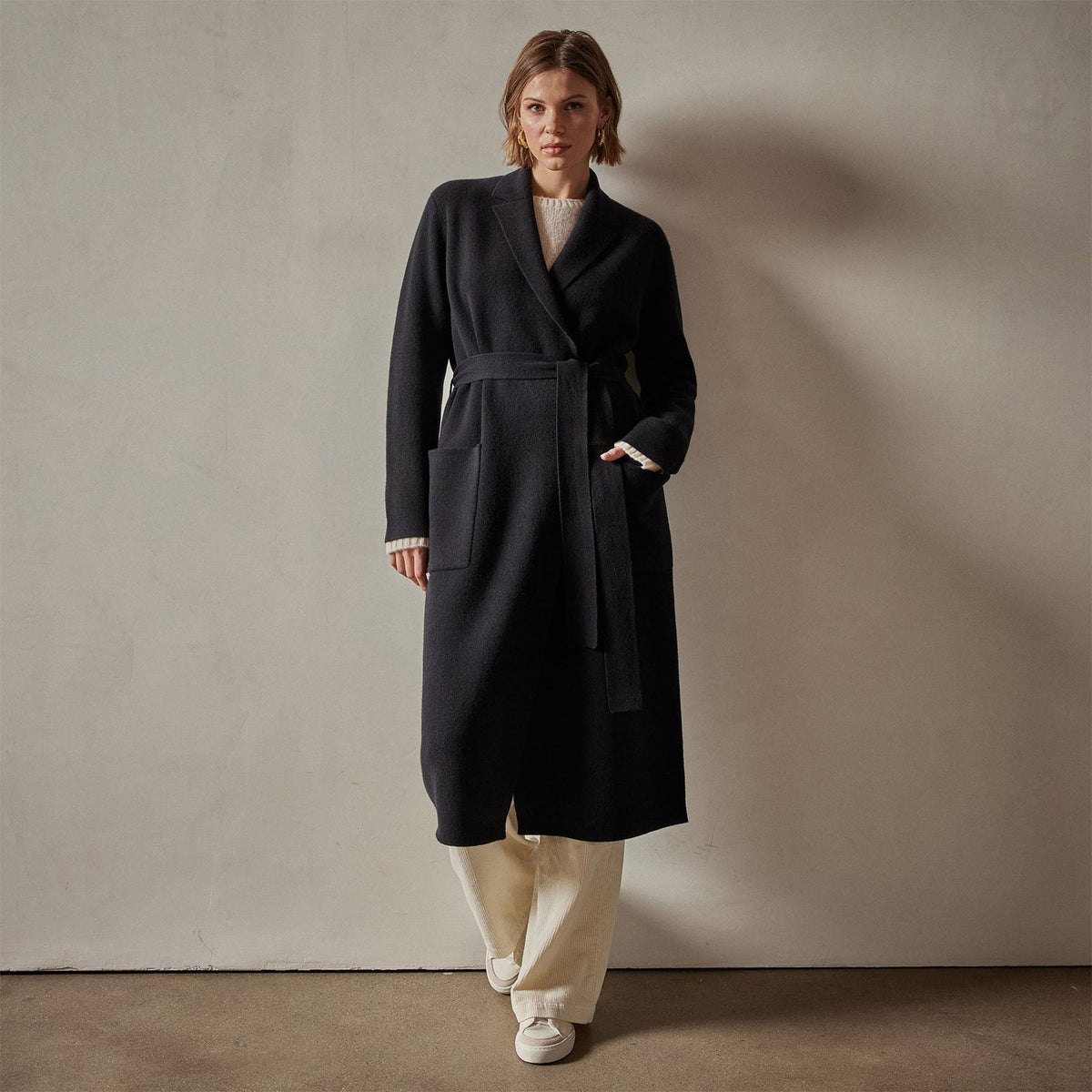 Belted Cashmere Coat in Black | James Perse Los Angeles