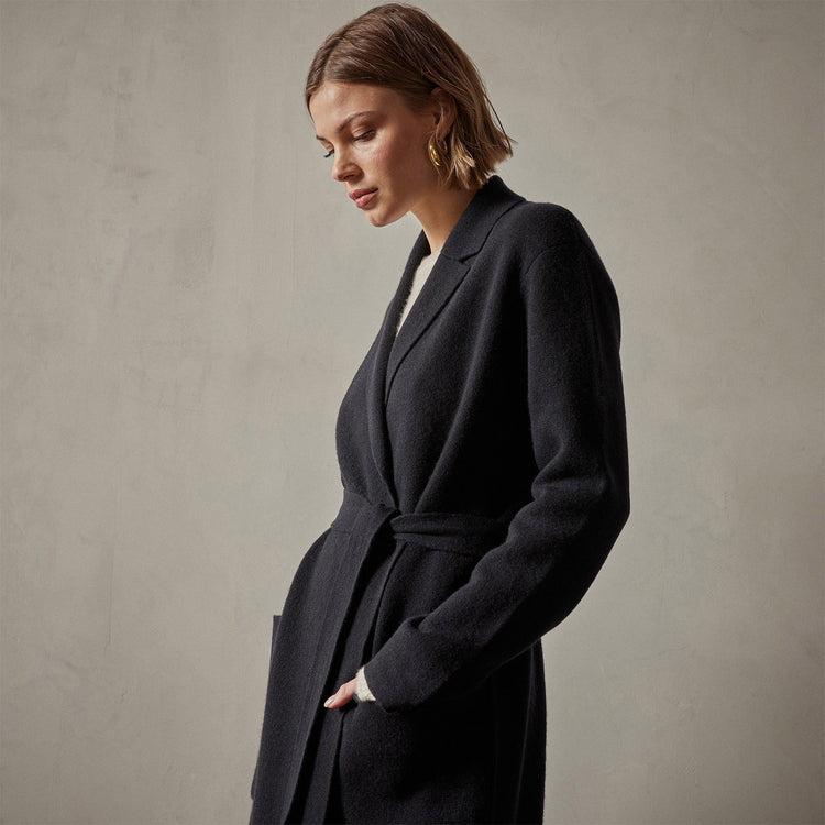 Belted Cashmere Coat in Black | James Perse Los Angeles