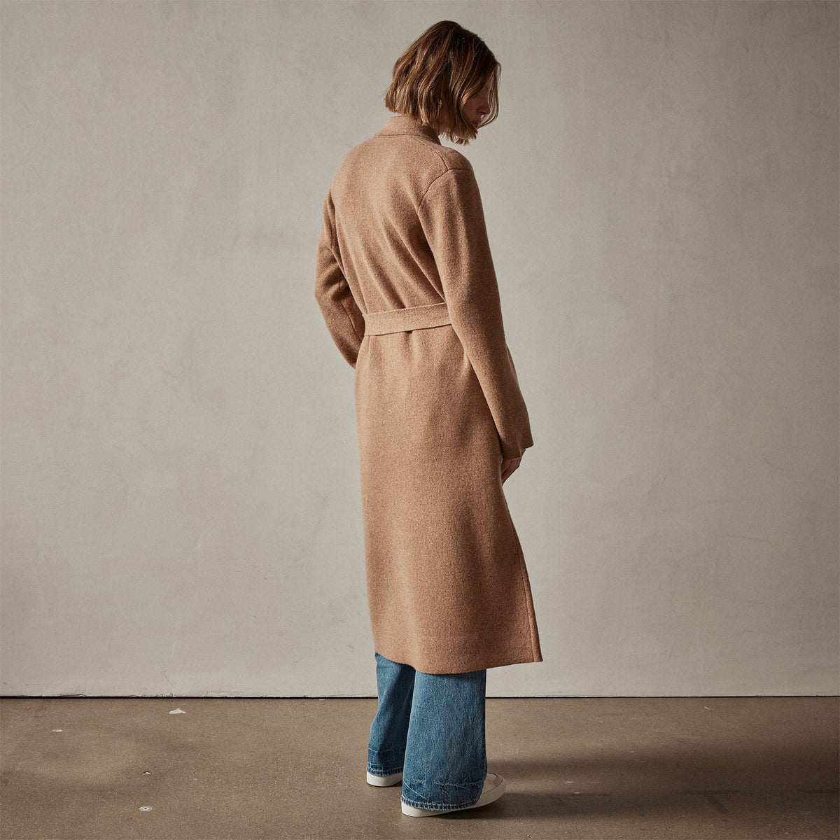 Belted Cashmere Coat in Caramel | James Perse Los Angeles