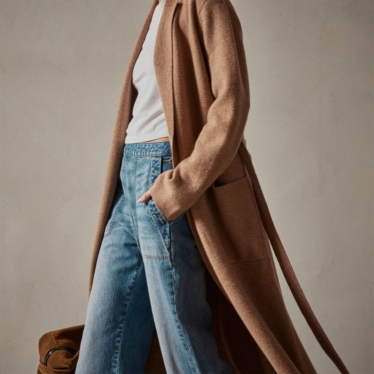 Belted Cashmere Coat in Caramel | James Perse Los Angeles