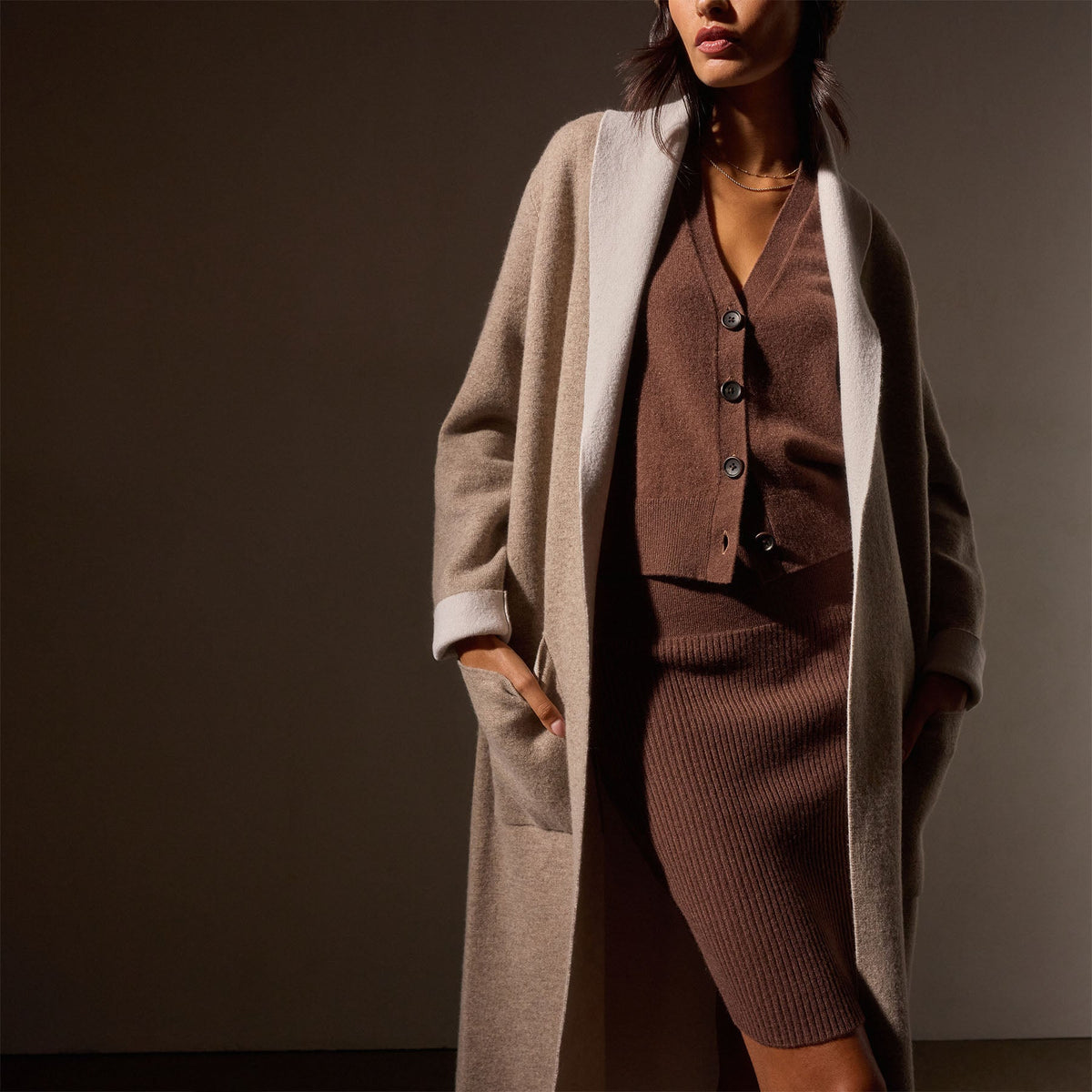 Recycled Cashmere Rib Mini Skirt in Americano | James Perse Los Angeles