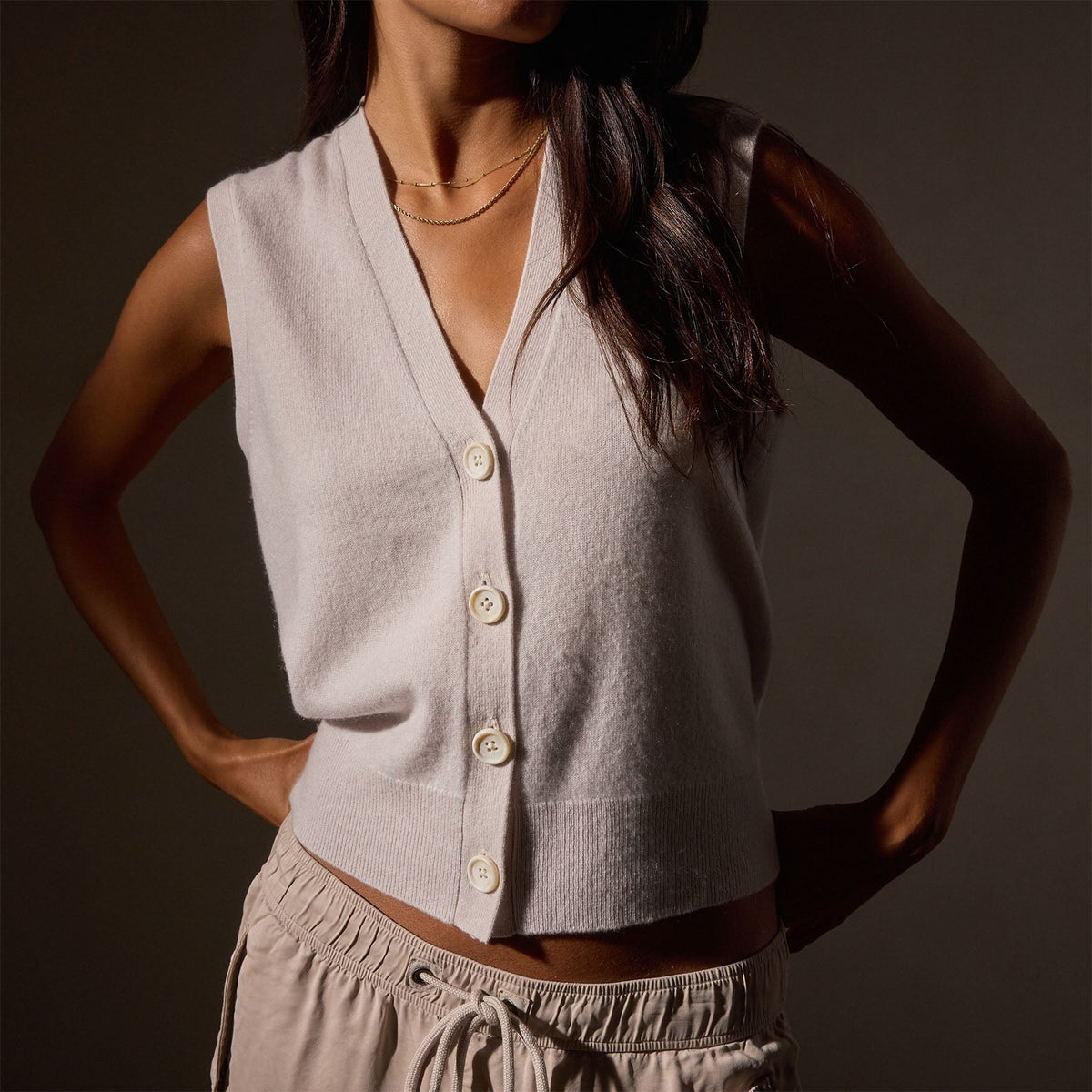 Recycled Cashmere Vest in Pearl | James Perse Los Angeles