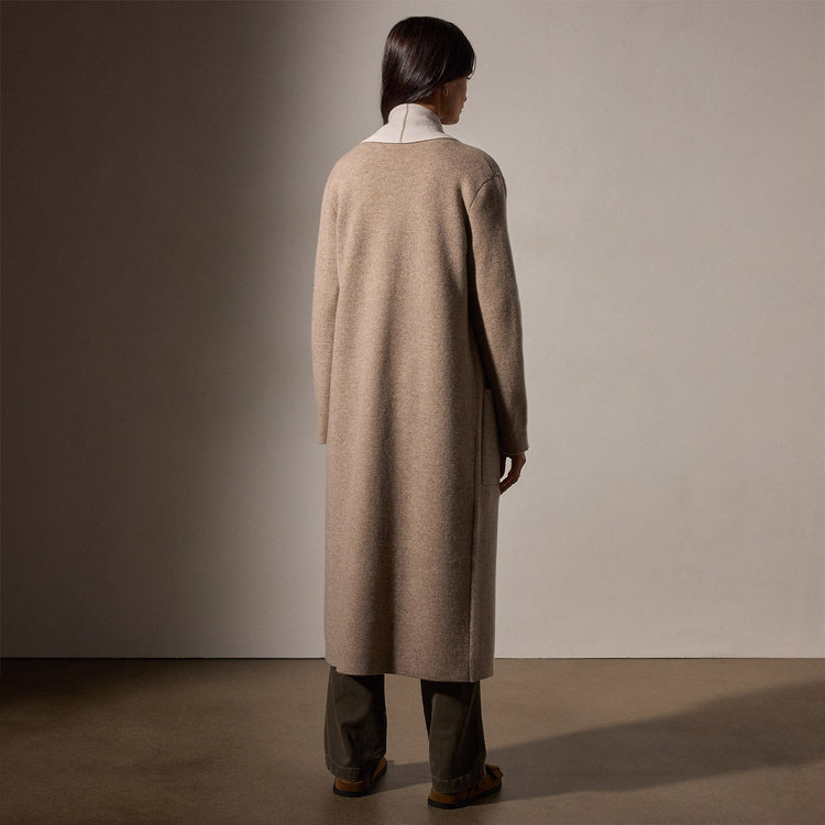 Double Bed Cashmere Shawl Collar Coat in Coyote/Pearl | James Perse Los Angeles