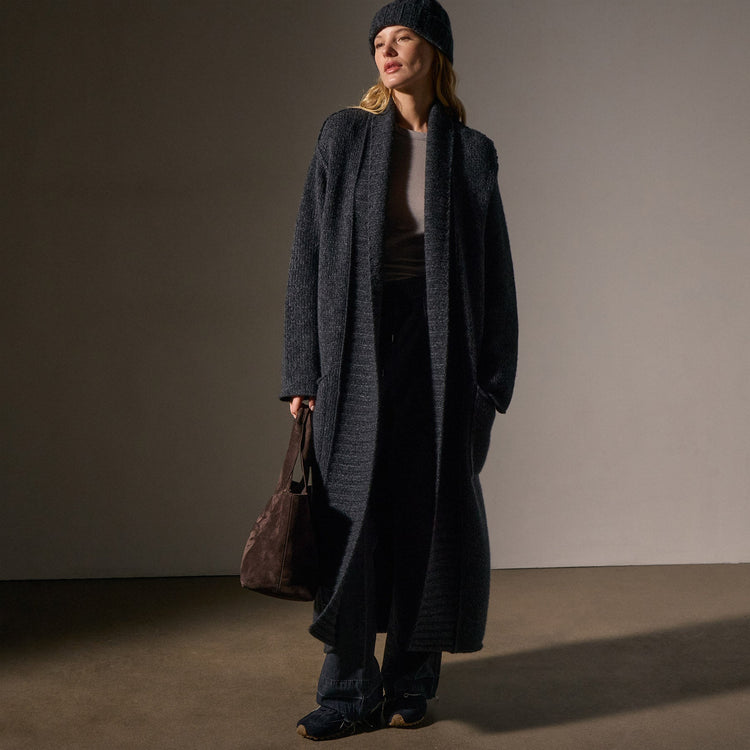 Chunky Knit Cashmere Marl Cardigan in Charcoal Marl | James Perse Los Angeles