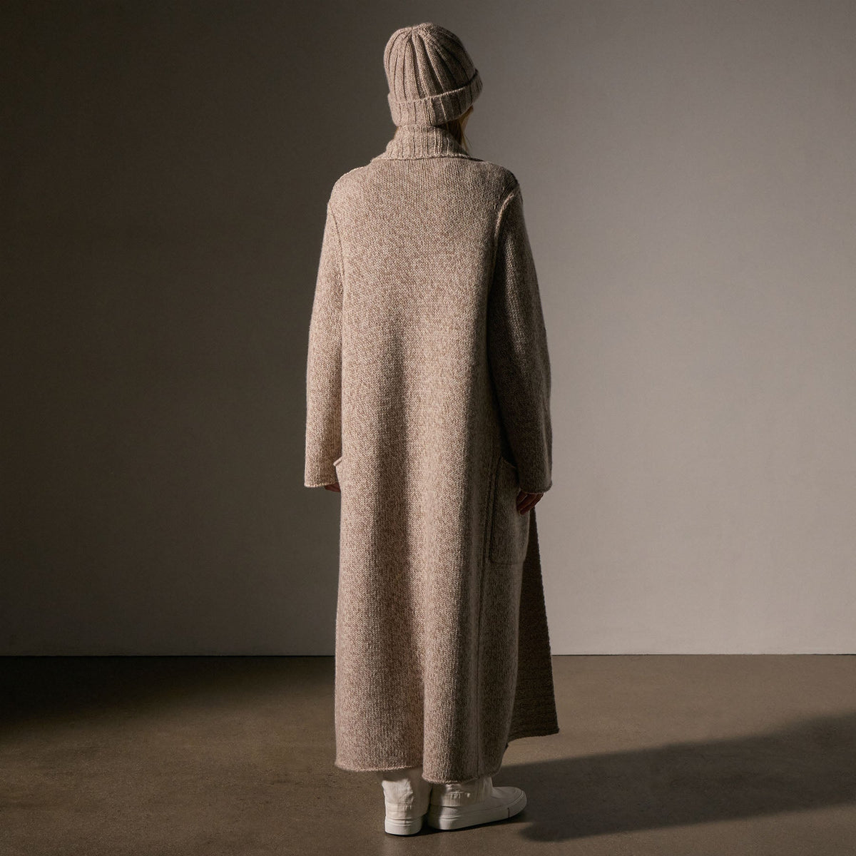 Chunky Knit Cashmere Marl Cardigan in Stone Marl | James Perse Los Angeles