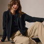 Cashmere Wide Ribbed Hoodie in Black | James Perse Los Angeles