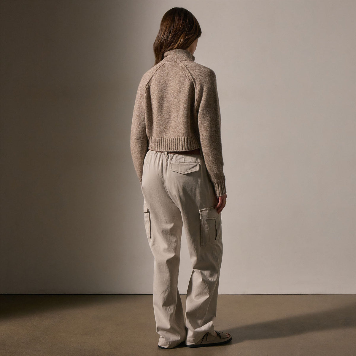 Cashmere Marled Zip Up in Stone Marl | James Perse Los Angeles