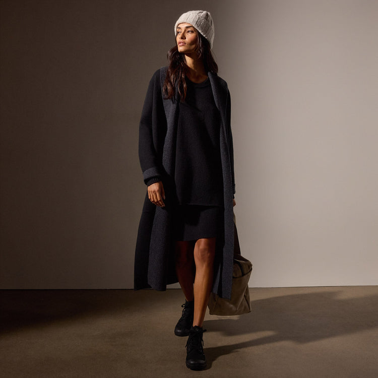 Recycled Cashmere Saddle Shoulder Tunic in Black | James Perse Los Angeles