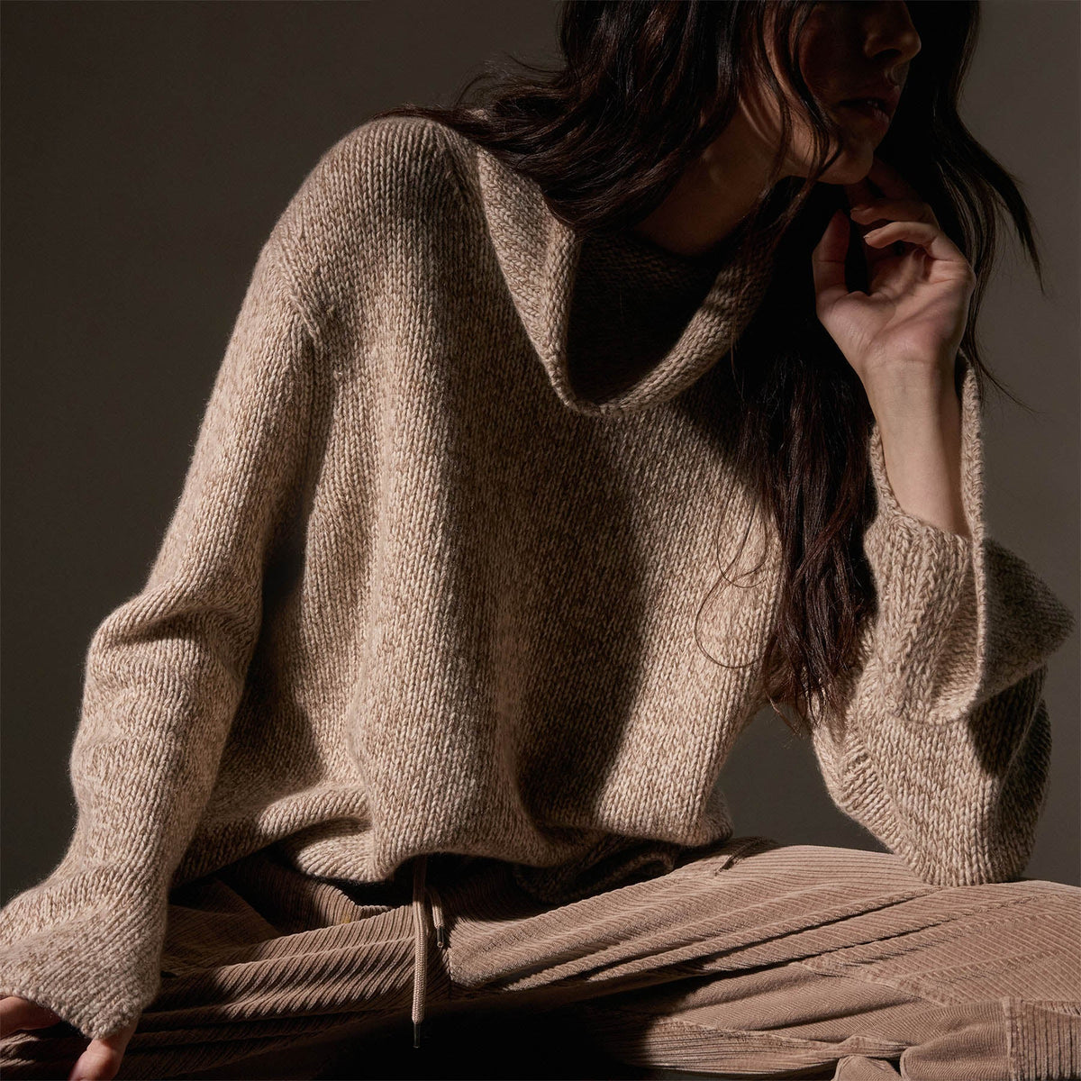 Recycled Cashmere Pullover  in Stone Marl | James Perse Los Angeles