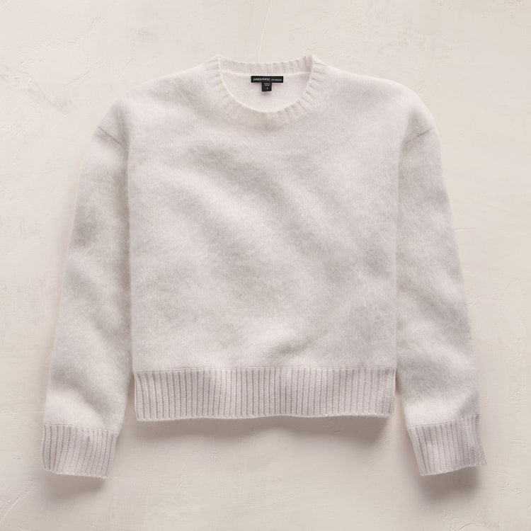 Fuzzy Cashmere Crew Neck in Pearl | James Perse Los Angeles FLAT