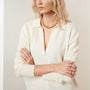 Recycled Cashmere Open Polo - Milk | James Perse Los Angeles