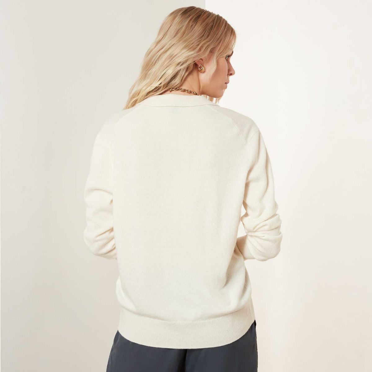 Recycled Cashmere Open Polo - Milk | James Perse Los Angeles