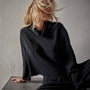 Recycled Cashmere Crop Funnel in Black | James Perse Los Angeles