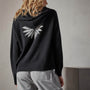 Recycled Cashmere Graphic Pullover Hoodie in Black/Heather Grey | James Perse Los Angeles 
