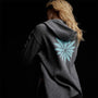 Recycled Cashmere Graphic Pullover Hoodie in Flannel/Aqua | James Perse Los Angeles 