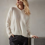 Recycled Cashmere Graphic Pullover Hoodie in Ivory/Black | James Perse Los Angeles 