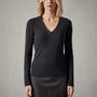 Skinny Rib Soft Vin Neck in Black | James Perse Los Angeles