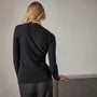 Skinny Rib Soft Vin Neck in Black | James Perse Los Angeles