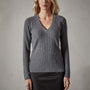 Skinny Rib Soft Vin Neck in Grey Felt | James Perse Los Angeles