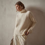 Ribbed Cashmere Funnel Neck in Ivory | James Perse Los Angeles